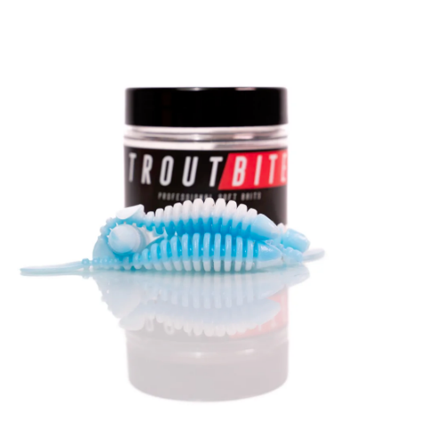 Troutbite Lucky Leech Baby blue/White 6stk Troutbite Udsalg