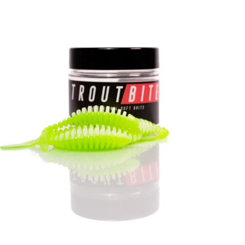 Troutbite Lucky Leech White/Chartreuse 6stk Gummidyr Put And Take
