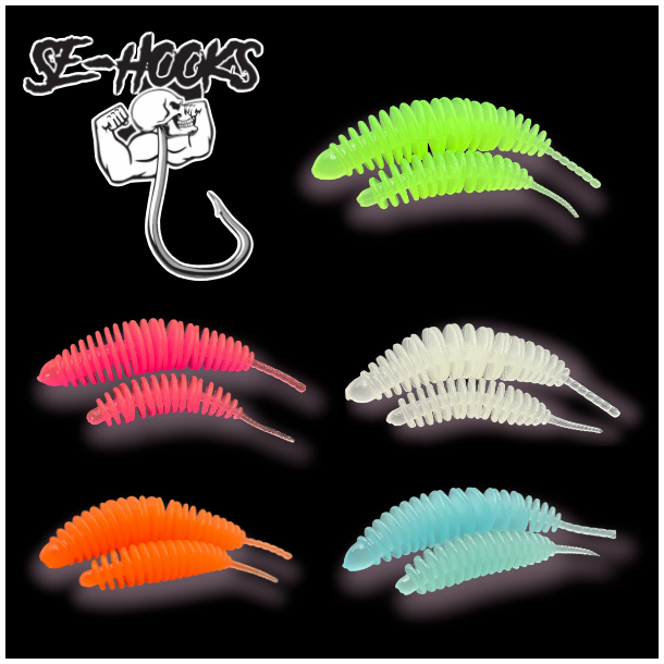 SE Baits | 10 stk Glow TW-TROUTWORM - 5,2cm Garlic